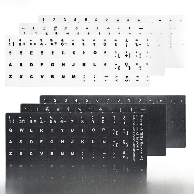 Autocollants pour clavier multilingue, lettres espagnol/anglais/russe/Deutsch/arabe/italien/japonais de remplacement pour ordinateur portable