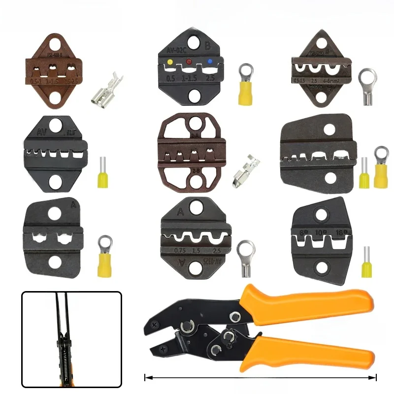 1 Stück Crimpzange SN/6mm (Backenbreite 6mm/Zange 190mm) für geformte 2.8 4.8 6.3/Röhrenförmige TE VE/isolierte RV SV Anschlüsse