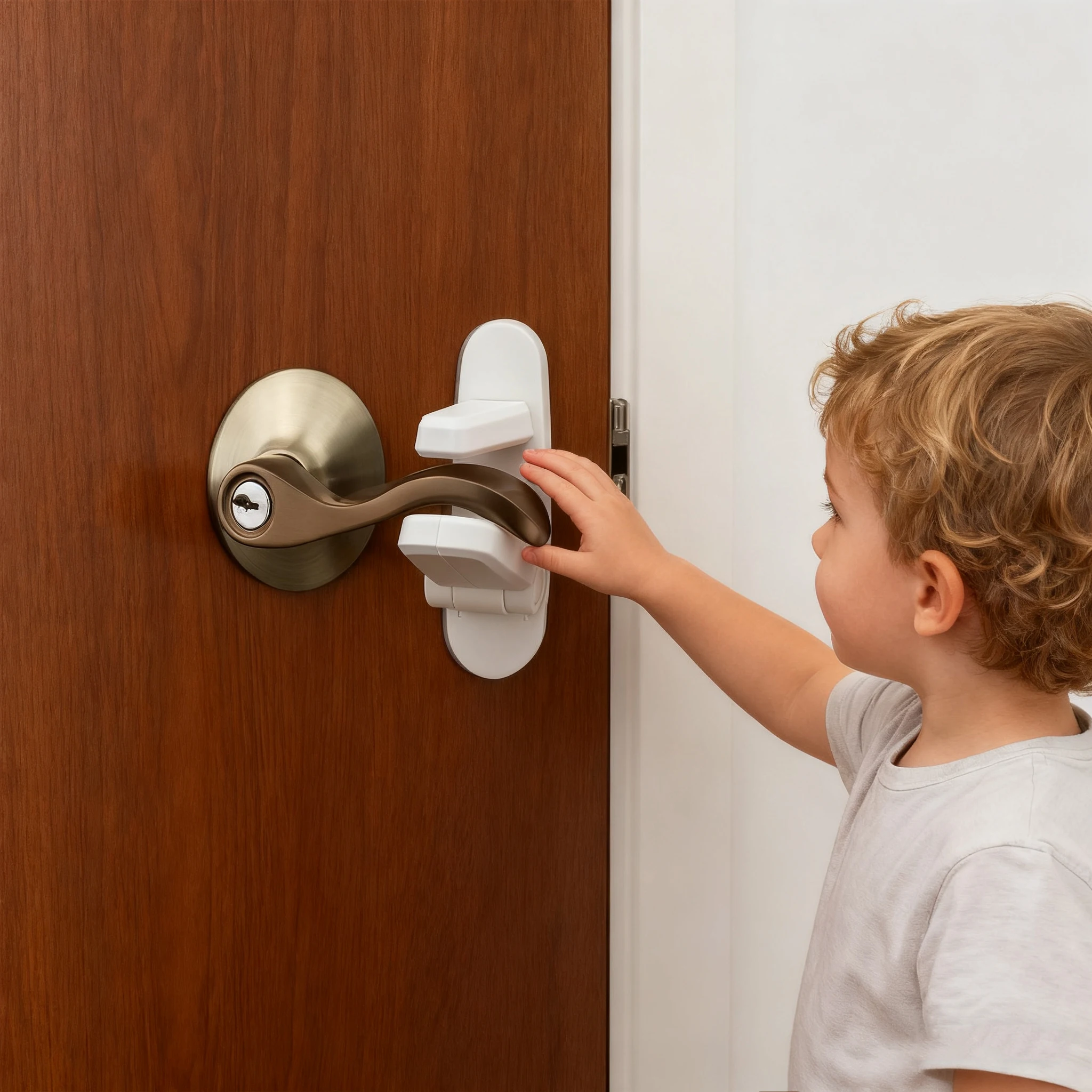 Door Lever Lock Universal Anti-open Handle Child Baby Safety Locks Punch-free Multifunction Hidden Button Buckle Safety Lock
