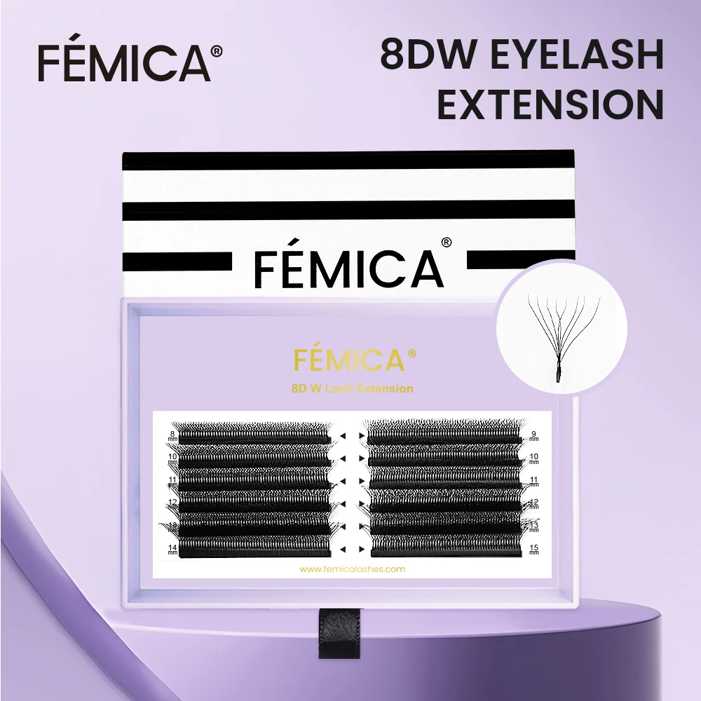 

Накладные ресницы Femica 8D W-образной формы, готовые объемные пучки, W-образный изгиб, 0.07мм, 3D 4D 5D 6D 7D 8D, для самостоятельного макияжа