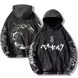 Men's Washed Hoodie Street Hiphop Vintage Sweater Sweatshirt Anime Graphic Printed Hooded Pullover Cotton Harajuku Washed Hoodie