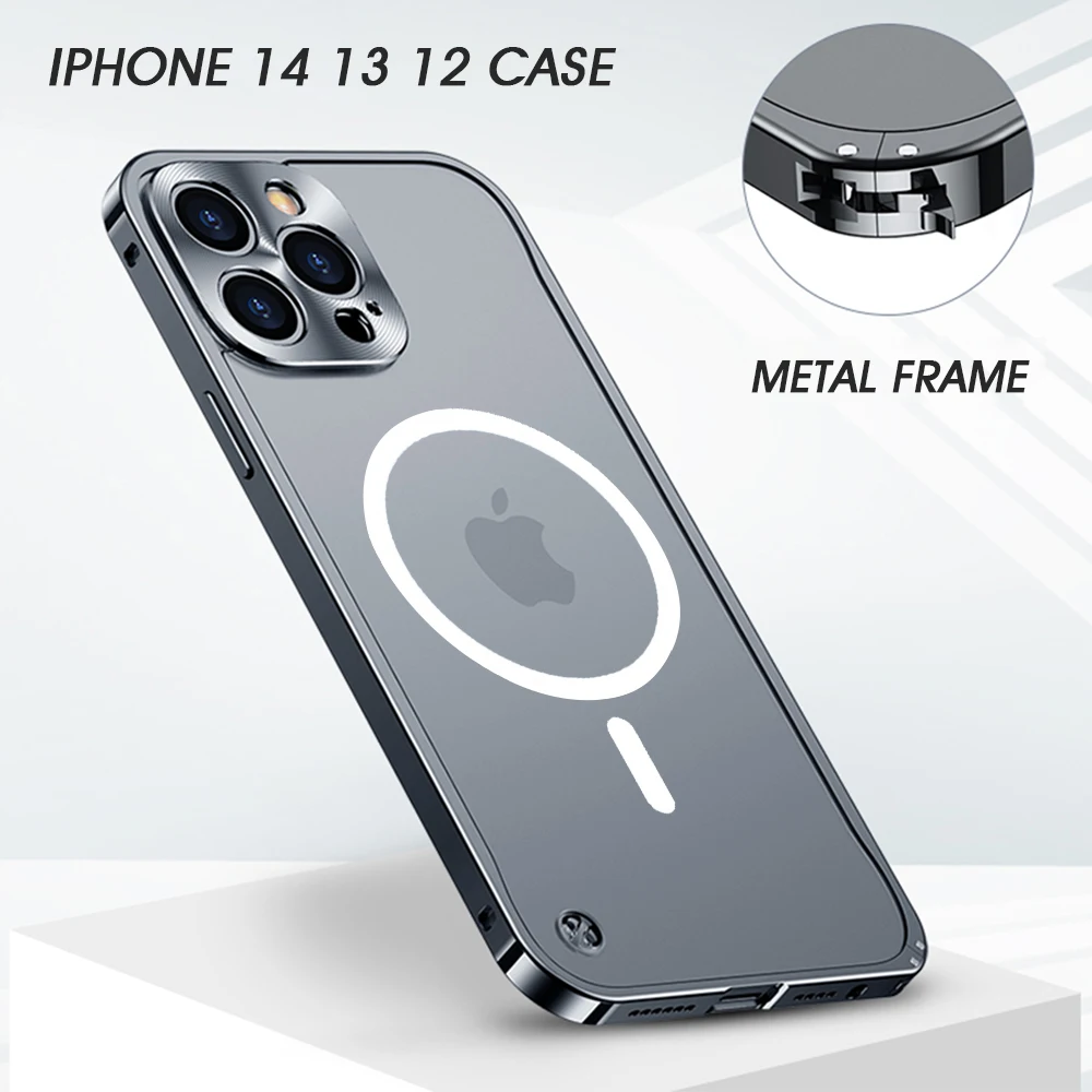 

Compatible with iPhone 13 12 Pro Max Case with Charger Classic Aluminium Alloy Metal Ultra Slim Shockpr