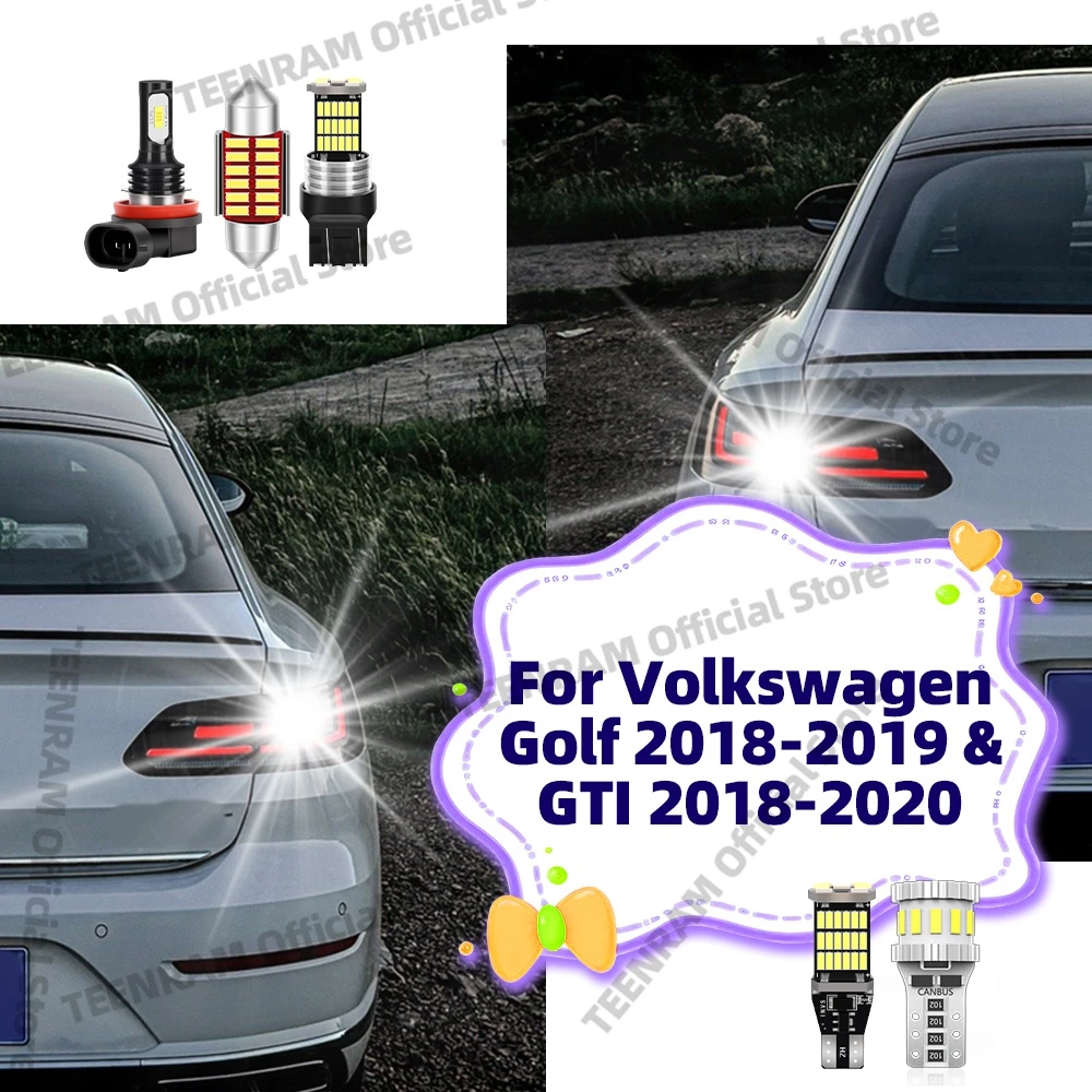 

2/4x светодиодные лампы для Volkswagen Golf 2018 2019 и GTI 2018-2020, противотуманные фары 6000K, комплект внутренних фонарей для карт, аксессуары