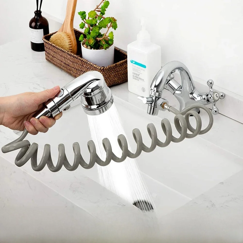 Ensemble de robinets de douche, tuyau, pomme de douche à main, extension de robinet de pulvérisation, rehausseur d'évier, douche, salle de bains, lavage des cheveux, artefact de robinet
