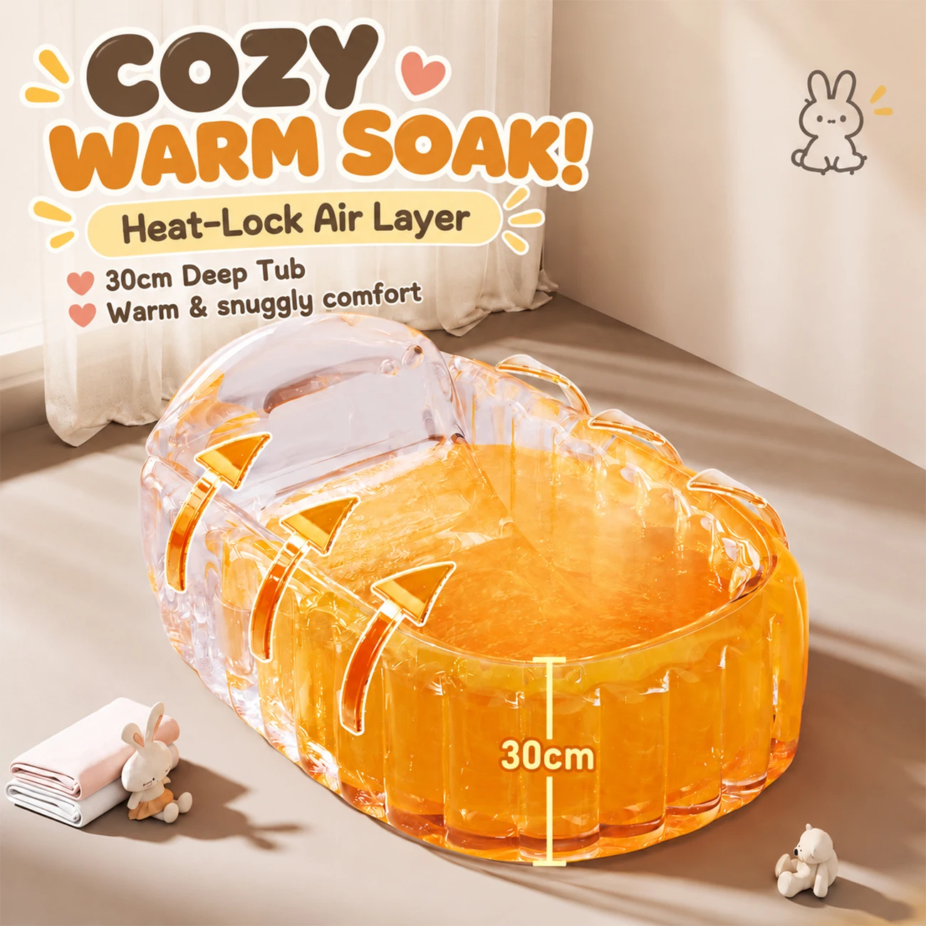 Inflatable Bathtub Portable Folding Bath Tub with Backrest and Drain Plug Soft PVC Space Saving Soaking Tub for Home Bathroom