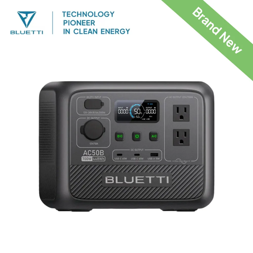 BLUETTI AC50B Portable Power Station 700W 448Wh LiFePO4 Battery Backup Lightweight Solar Ready Generator for Camping Road Trip RV Outdoor Emergency Power Outage Home Use view 2