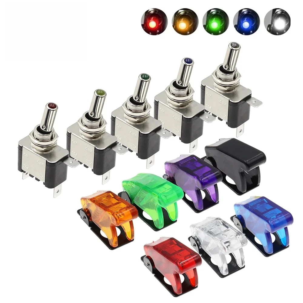 Auto voiture bateau camion illuminé Led interrupteur à bascule avec avion de sécurité rabattable couverture garde 12V20A transparent