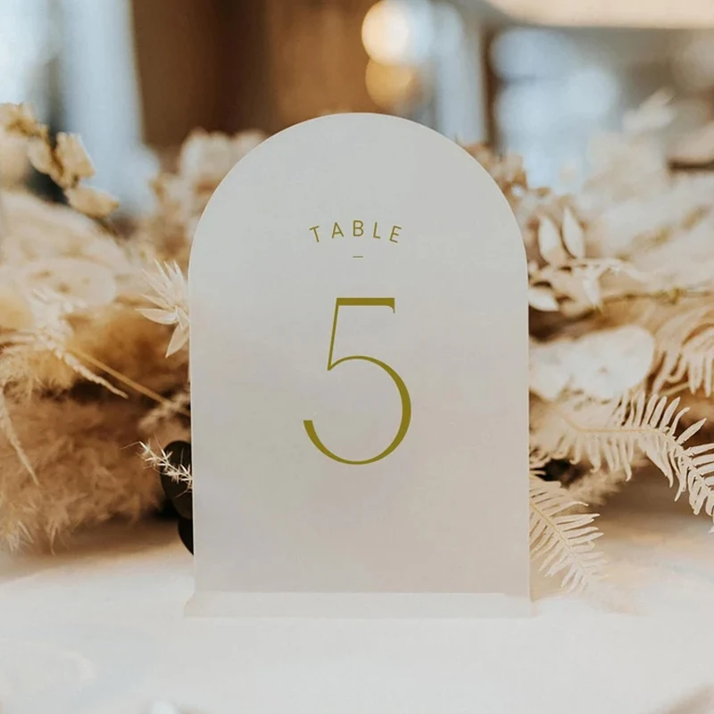 

Arch Frosted Table Numbers Modern Wedding Event Frosted Acrylic with Acrylic Stand Wedding Decor Arch Plexiglass Table Decor