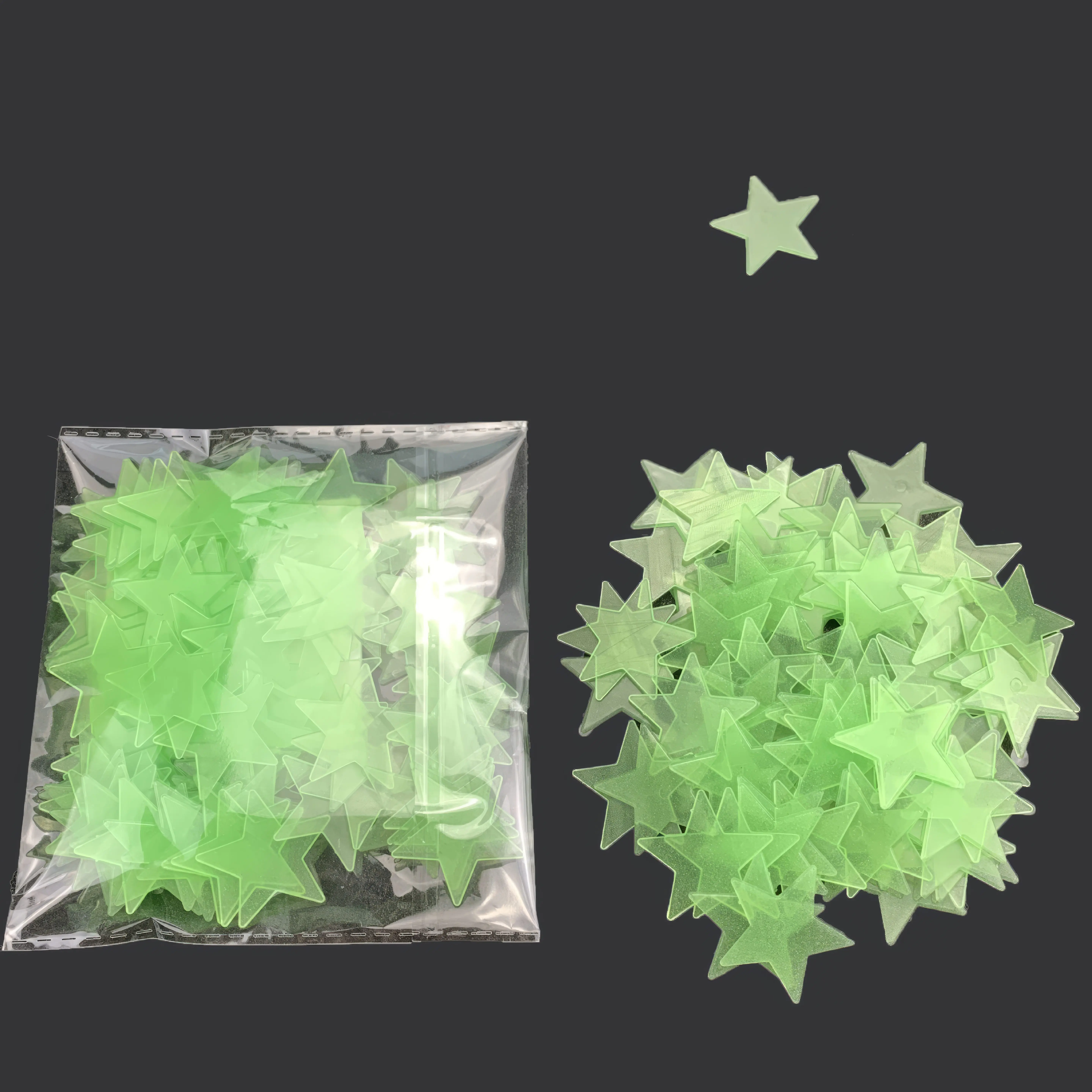 100 نجمة خضراء صغيرة، سهلة التقشير واللصق، مناسبة لديكور غرفة النيازك، ديكور غرفة النوم، ديكور مضيء - 5