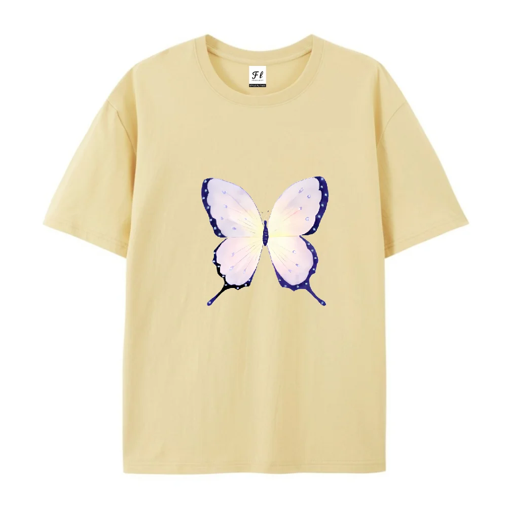 بسيطة يومية عادية رسمت باليد على الطراز القوطي لطيف حلو ورائع المرأة الصيف القطن الخالص قصيرة الأكمام متعدد الألوان اختياري