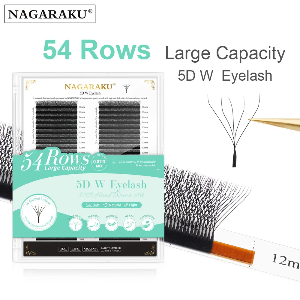 NAGARAKU 8640 Fächer 3D/4D/5D W-Form 54 Reihen Natürliche Weiche Leichte Handgewebte Fächer Automatische Blumen-Wimpernverlängerungen – Detail 17