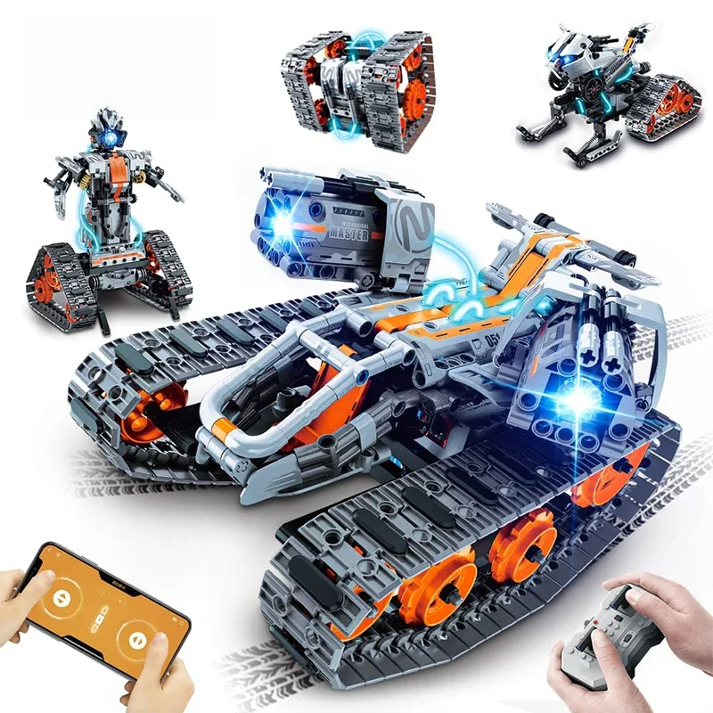 724pcs 4 in 1 City Technical Programming RC Car Robot Building Kit Stem Racing Car 6-16 Year Old Kids Bricks Toys for Boys Gifts