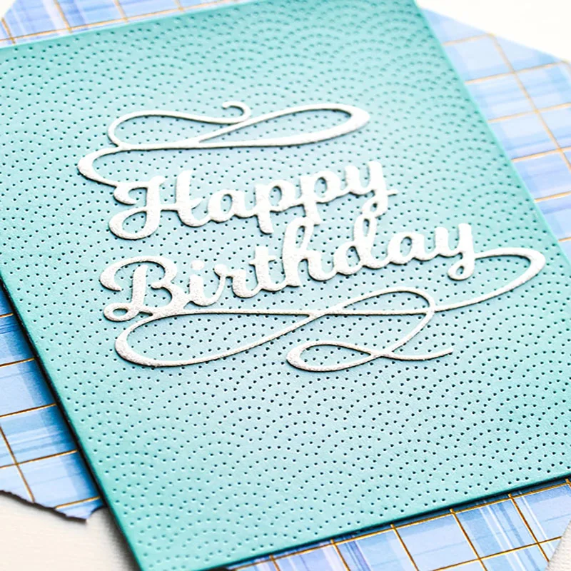 2022 New Arrival Metal Happy Birthday Phrase Word Letter Cutting Dies for Scrapbooking Greeting Card Making Stencils Paper Craft