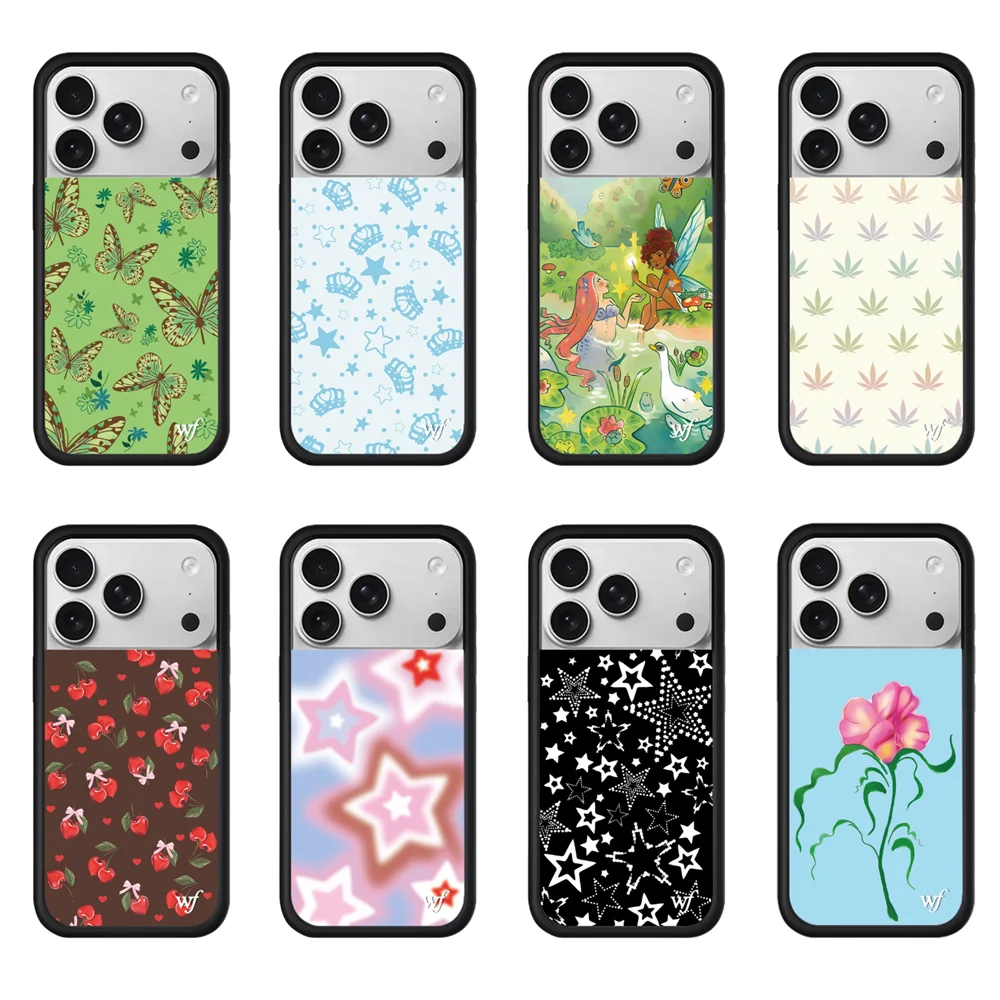 INS ثلاثية الأبعاد WF البرية ستار الكرز الزهور جراب هاتف ل 17 برو ماكس 16 12 13 14 15 زائد 17 برو Fundas لطيف فراشة غطاء حالات