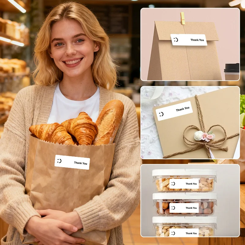 KAYSION 120 Pz/rotolo Grazie Adesivo Sigillo Etichetta Piccola Affari Pacchetto Adesivo Sorriso Viso Per E Ascondere Frigo Regalo Sigillatura