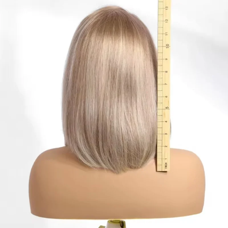13*4 Lace Front Human Hair Wigs Ombre Light Blonde Short Straight Bob Lace Frontal Wigs for Women Daily Use Remy Human Hairs