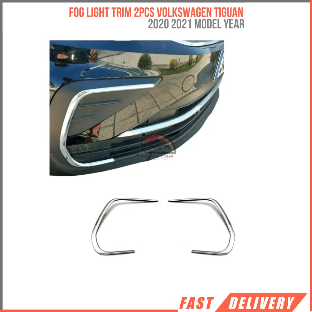 For Stainless Steel Fog Light Trim 2PCs Chrome Accessories Volkswagen Tiguan 2020 2021 Model Year Exterior Accessories