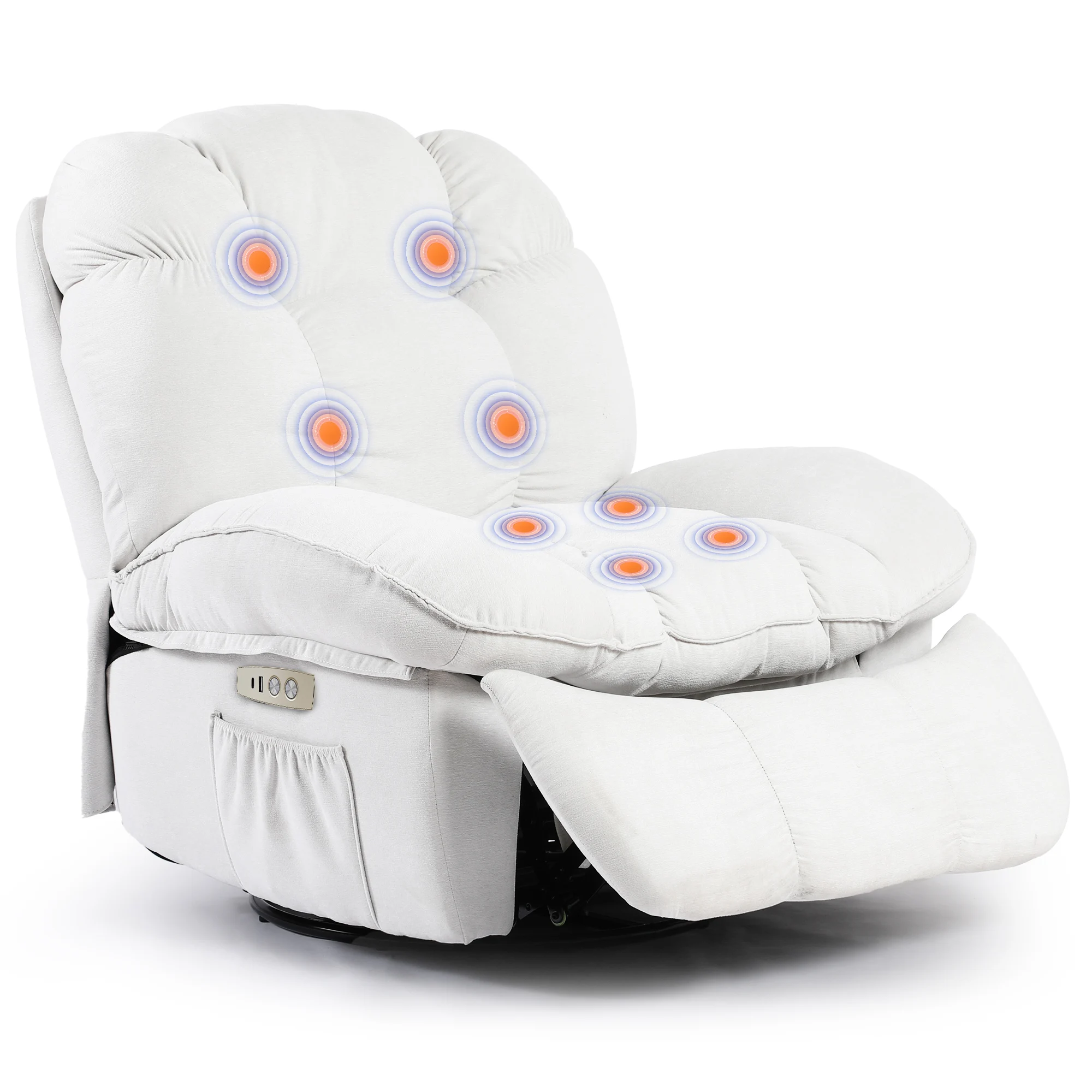 Weißer elektrischer Massage- und Entspannungssessel, mehrteiliges Airbag-Massagesofa, verstellbarer Drehsessel