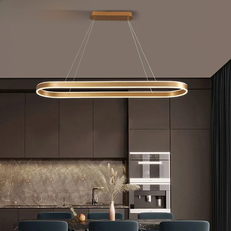 Noordse LED restaurant kroonluchter ring aluminium kroonluchter geschikt voor keuken restaurant hangende kroonluchter luster verlichting - afbeelding 2