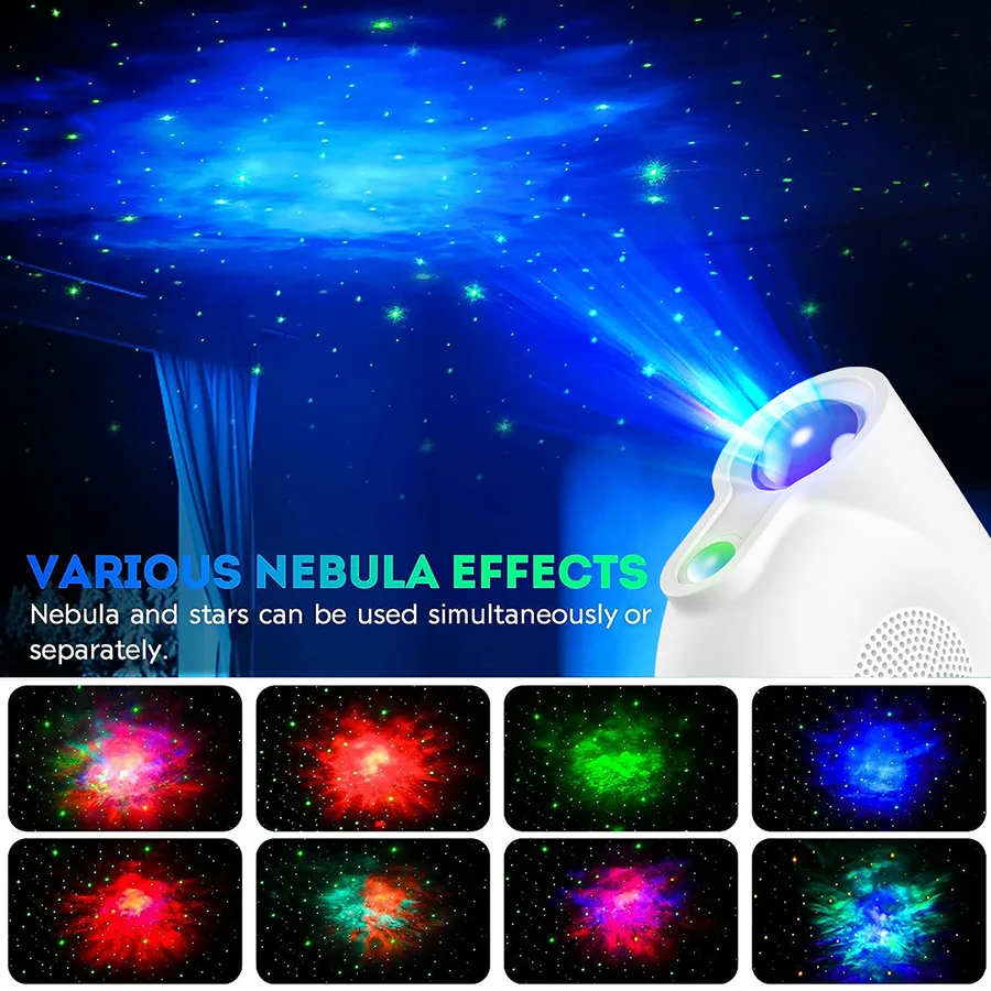 Projector Star Lamp Starry Sky Ceiling Galaxy Colorful Bluetooth Light for Home Family Party Children Bedroom Room Decorative