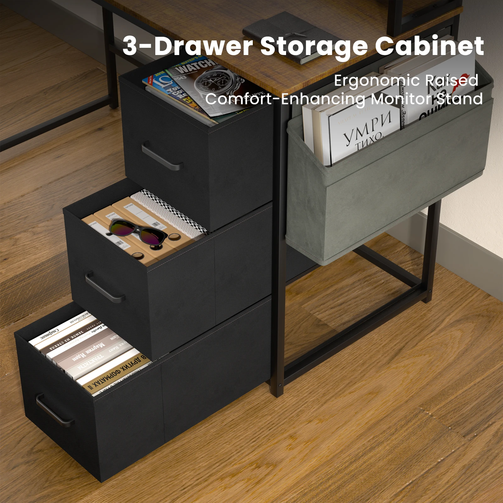 67 "l-förmiger Spieltisch, Computer tisch mit Steckdose-braun