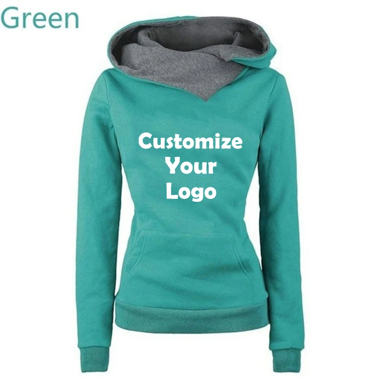 Customized New Fashion Womens Print Hoodies Lapel High Collar Long Sleeve Hooded Sweatshirts Casual Pullover Tops