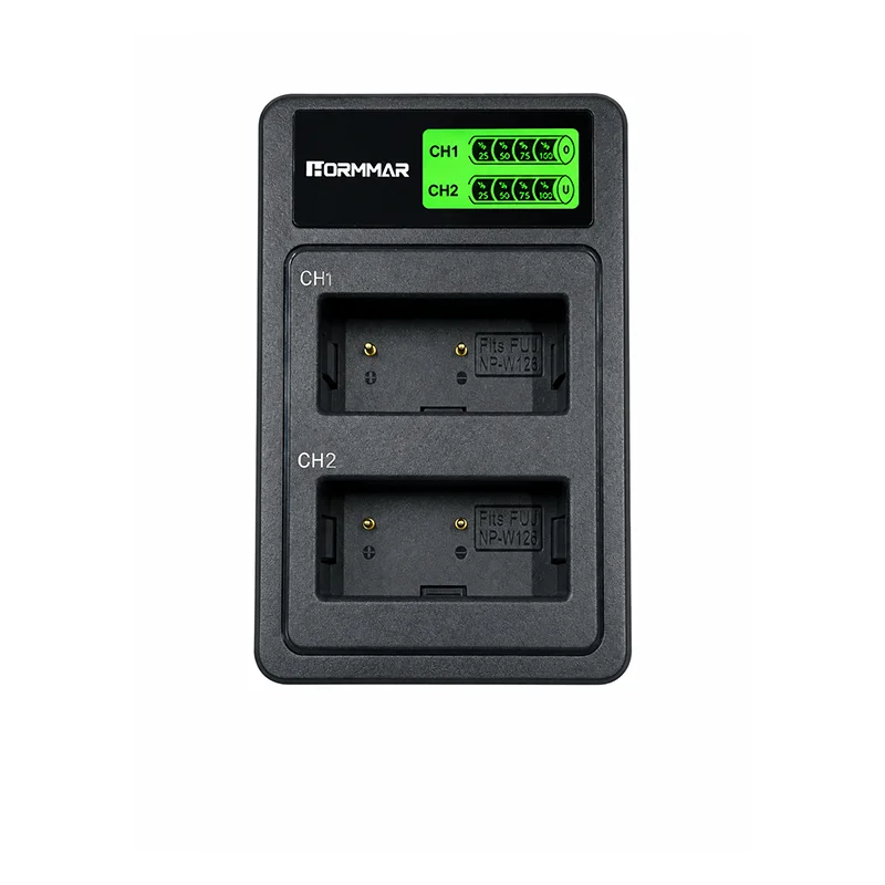 NP-W126 Dual USB LCD Battery Charger for Fujifilm X-S10 X-T30 II X-A7 X-A5 X-A3 X-T200 X-T100 X100V X100F X-E4 X-E3