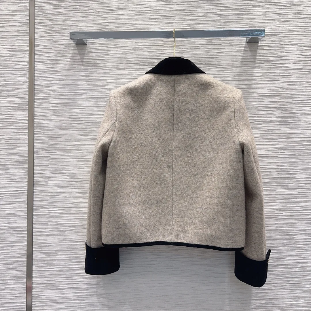 

Женская осенне-зимняя новинка, стильная однотонная куртка с контрастными лацканами и пуговицами, элегантная повседневная универсальная куртка OL