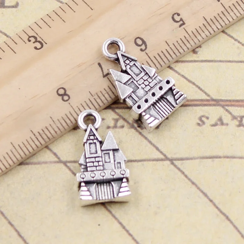 10 sztuk Charms zamek dom 21x11mm tybetański brąz srebrny kolor wisiorki antyczny tworzenia biżuterii DIY Handmade Craft — zdjęcie 2