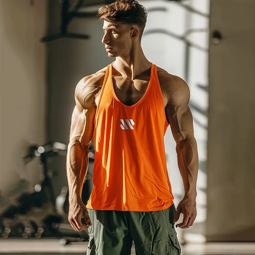 2024 Fashion Urban Street Crewneck Sleeveless Men\'s Vest Daily Leisure Sports Fitness Breathable Comfortable Sleeveless Vest