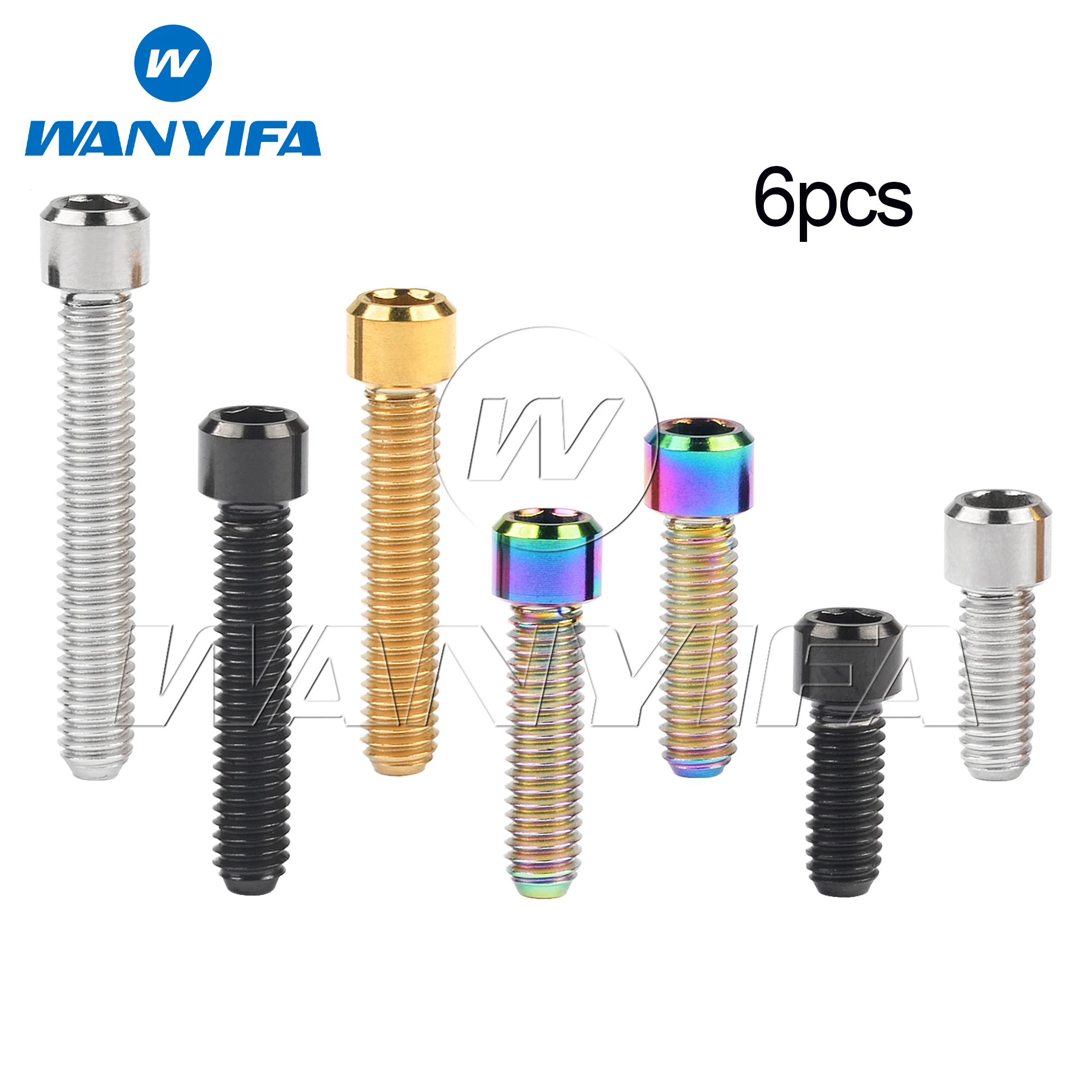 Wanyifa 6pcs Titanium Bolt M4x10 13.5 15 20 25mm Small Cap Hex Allen Head Screw for Bicycle Rear/front Derailleur H/L Adjustment