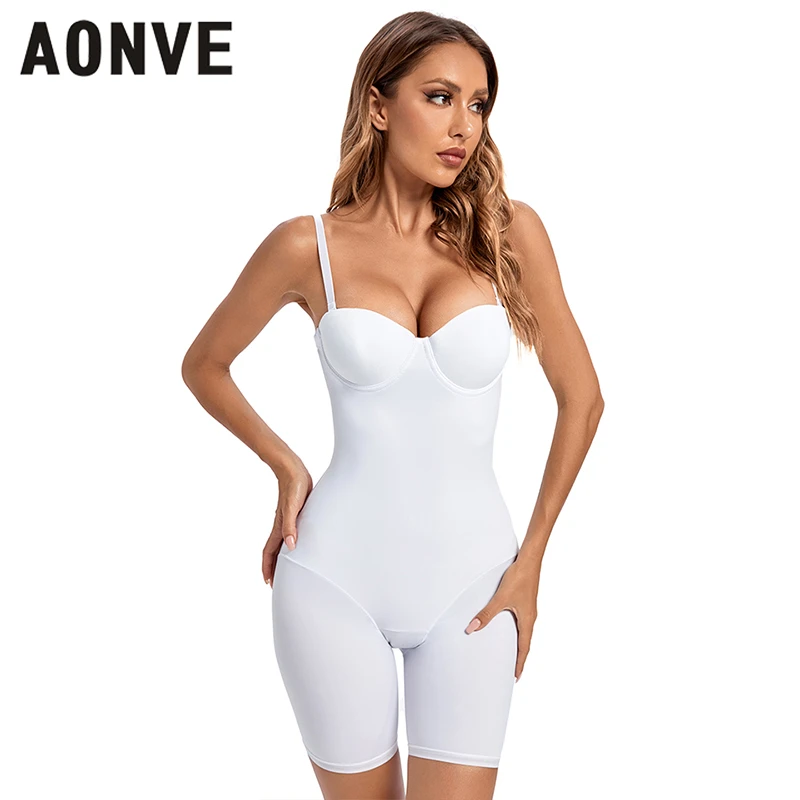 AONVE Female Bodysuit Jumpsuit Sexy Outfit Rompers Slimming Legs Tummy Control Butt Lifter Adjustable Shoulder Straps Shapewear