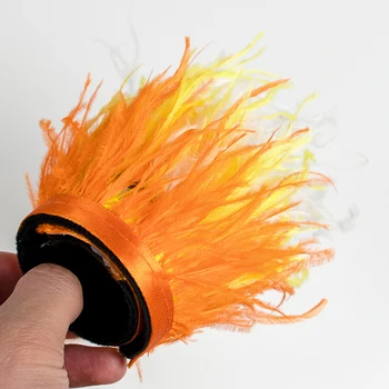 Espessamento avestruz punhos pena Snap on laranja amarelo Pulseira com penas Guarnição Para fotos Punhos de pulso pena Pulso Manga