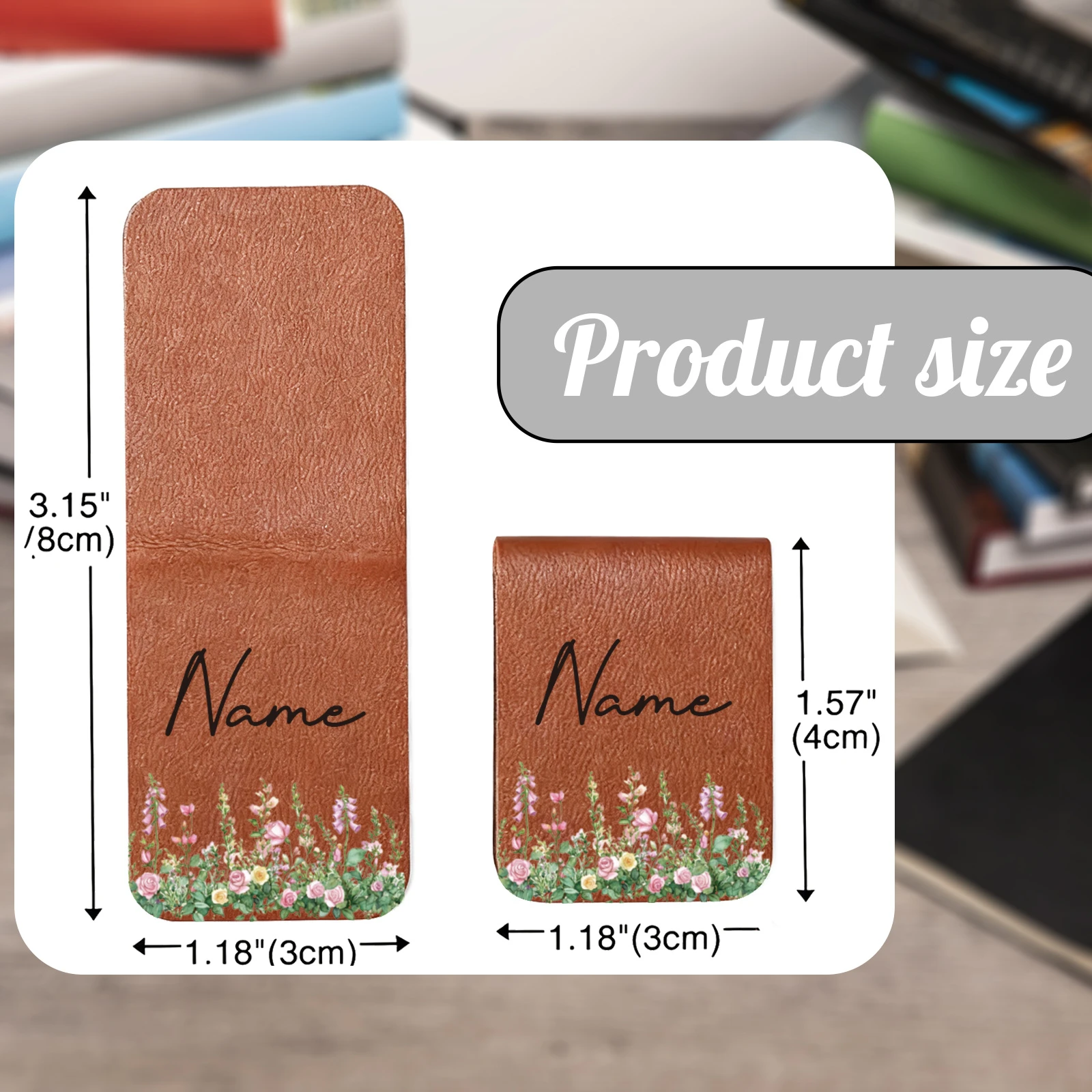 Custom PU Leather Magnetic Bookmark Personalized Name Date Gift for Women Teachers Book Lovers Christmas Reading Accessory