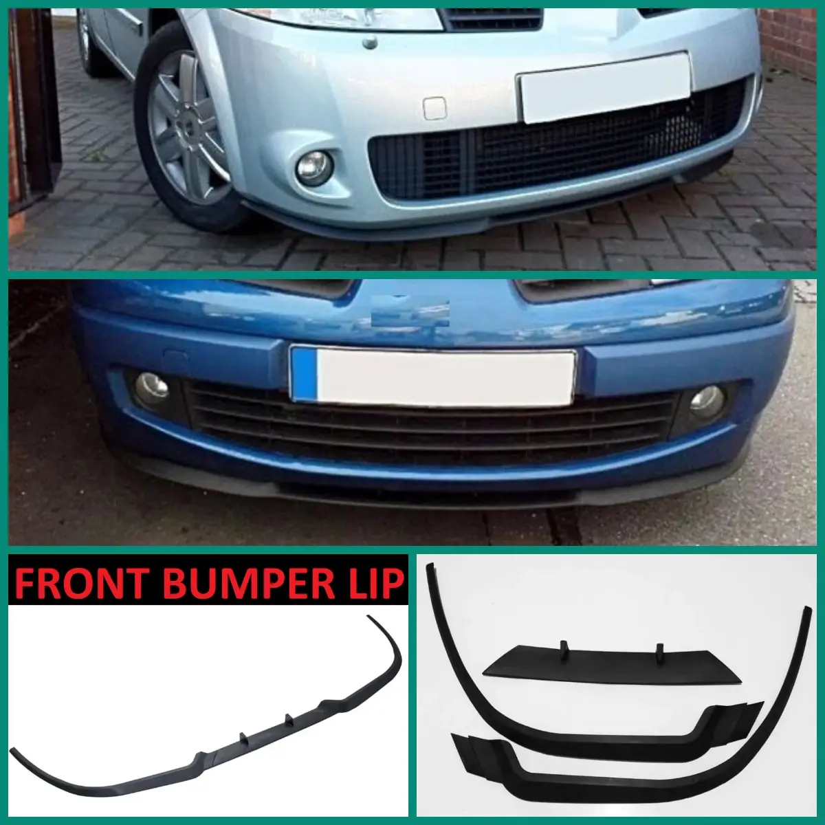 For Renault Megane MK2 CUPRA R FRONT SPOILER BUMPER LIP Euro Spoiler Lip Universal 3 pcs Body Kit Splitter Car Accessories Style