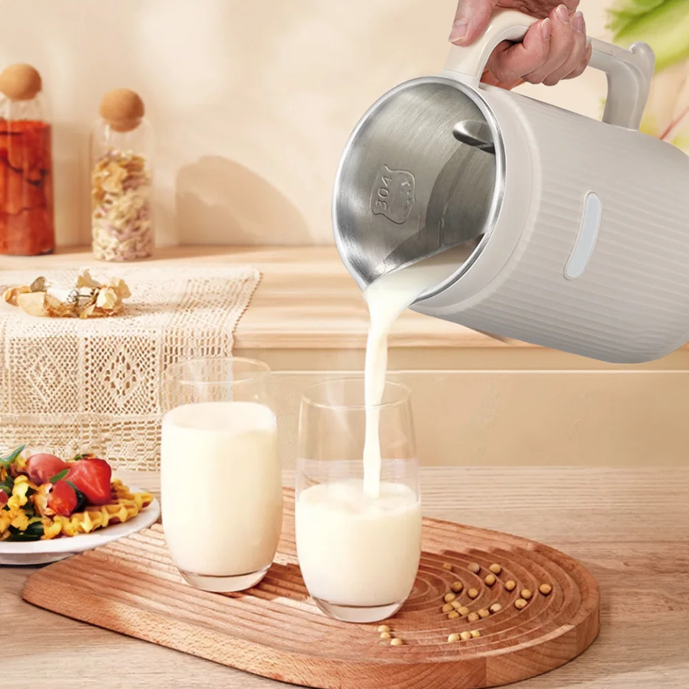 No-Filter 1.2L Soy Milk Maker Machine Auto Juicer for Almond Milk Soup Porridge UK Plug Perfect for Family White