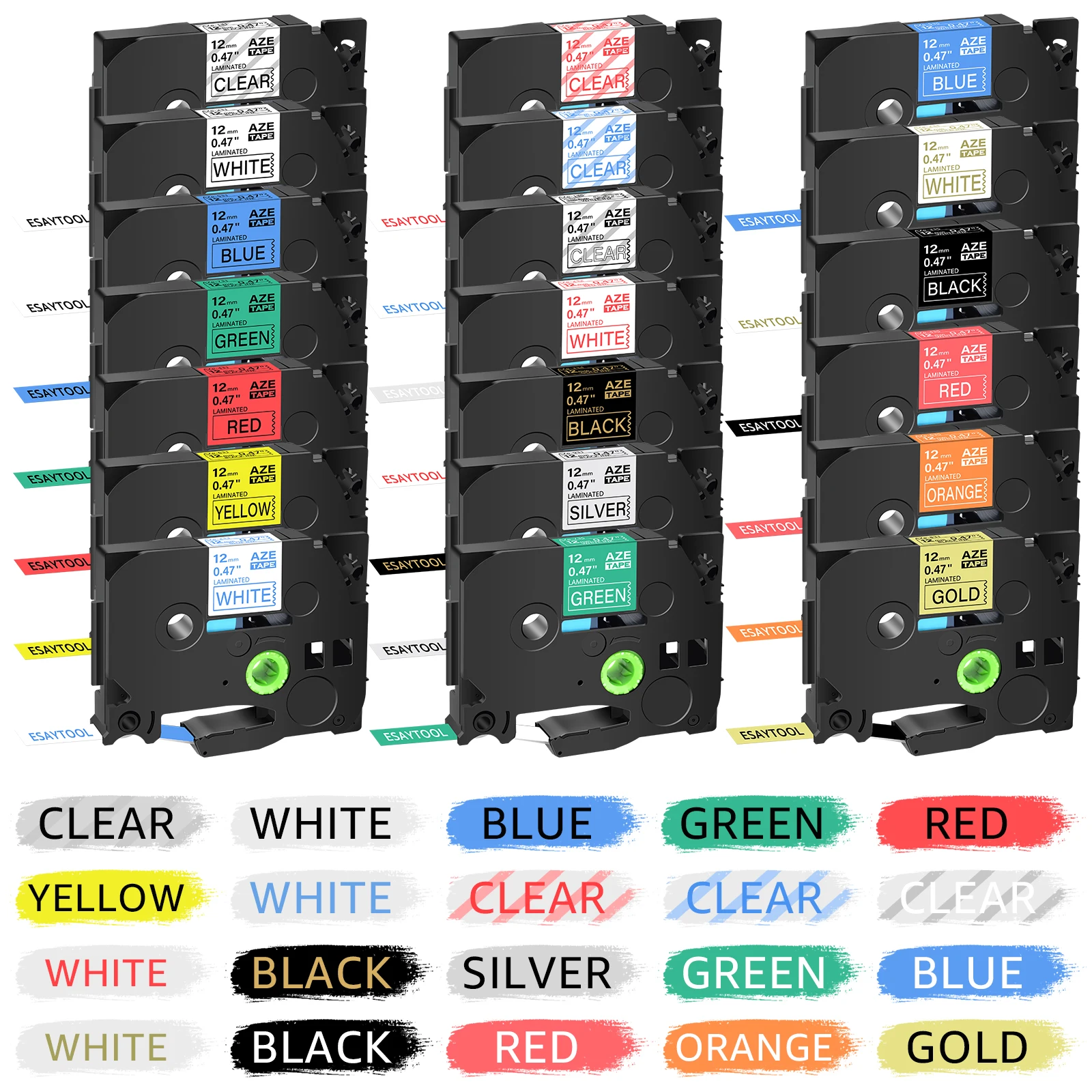 20PK Different Colors Label Tape Compatible For Brother 12mm TZe231 TZe431 TZe531 TZe631 Laminated Label For P-touch Label Maker