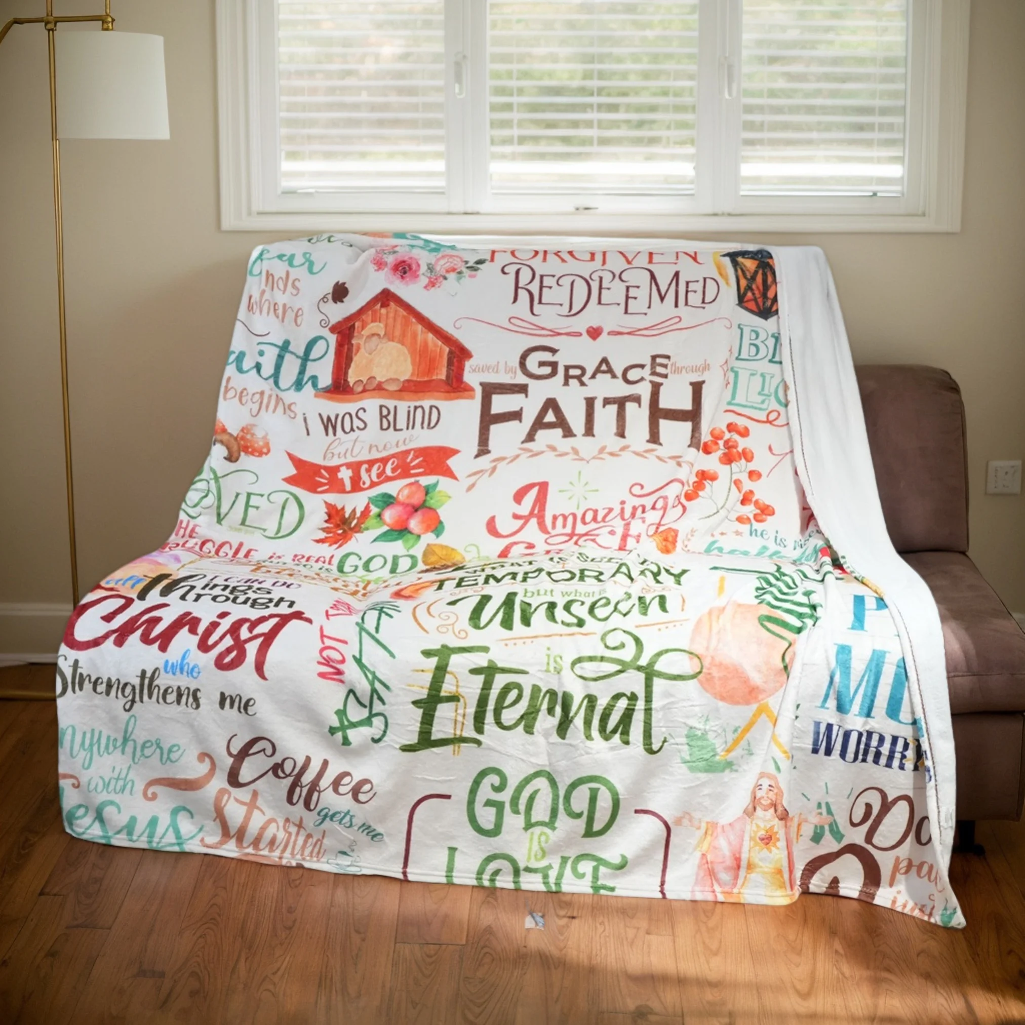 

Christian Bible Verse Blanket – Soft Cozy Fleece Throw with Faith Scriptures, Religious Gift for Women, Bed or Couch Use, 60×80