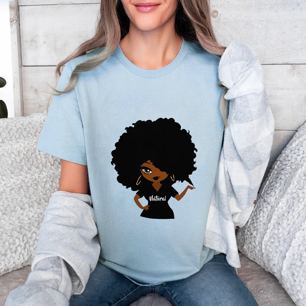 

Футболка Maycaur, женская красивая африканская кавайная одежда 90-х годов с короткими рукавами, белая одежда с забавным принтом для девочек, черная королева, Harajuku