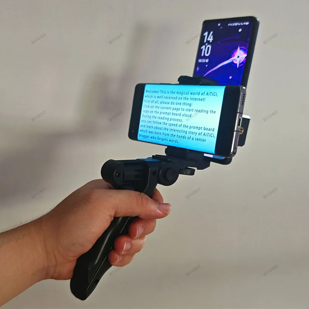 Teleprompter Clip for Phone Live Broadcast Desktop Handheld Inscription Stand Video Subtitle Speech Read Tripod Accessories