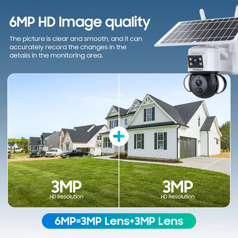 INQMEGA 4G TUYA Camera with Solar Panel PIR Humanoid Detection Smart Floodlight, Support Cloud Storage, Smart Google Assistant,