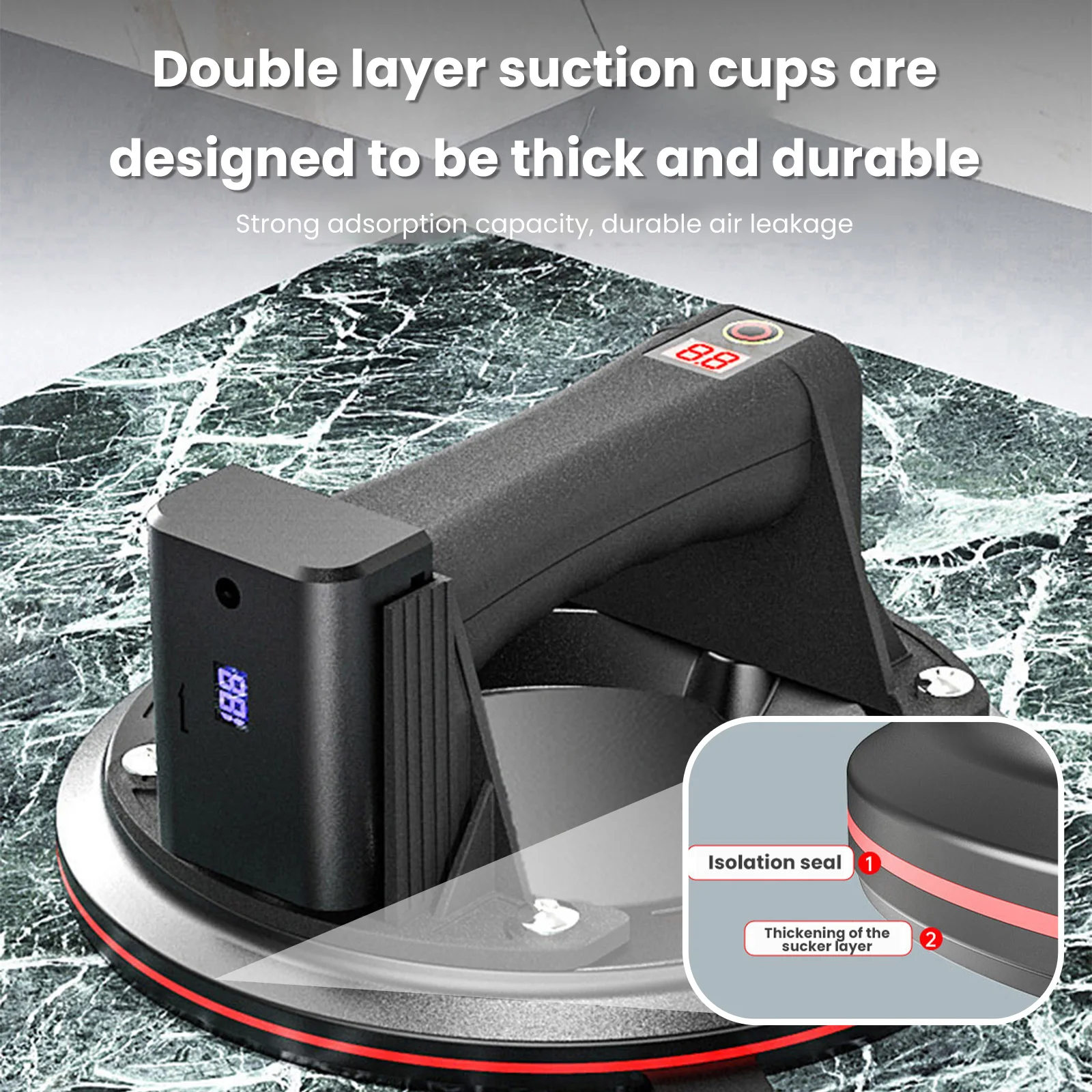 200 كجم الحمولة 8 بوصة الكهربائية كوب شفاط المكنسة الكهربائية رافع الثقيلة باليد رافع للزجاج لتحريك بلاط الجرانيت الكبير