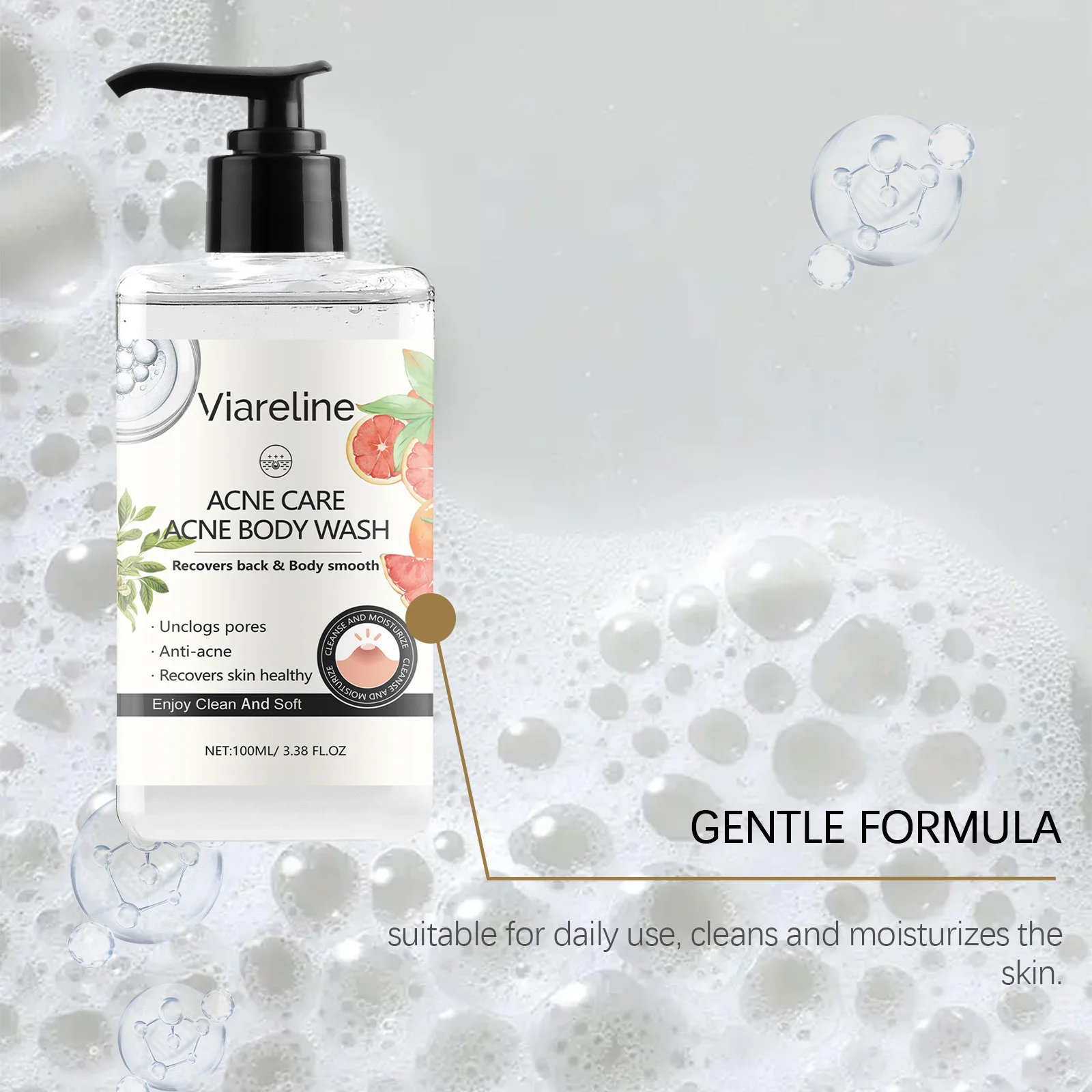 جل استحمام الجسم المهدئ من فيارلين، علاج حب الشباب، التحكم في الزيوت، منعش، تقليل الجفاف، تقشير ناعم للعناية بالبشرة، شامبو الجسم #4