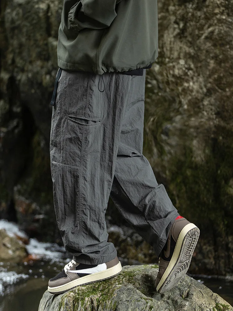 Autumn Cargo Pants Men 2024 100% Nylon Safari Style Solid Double Side Pockets Men Pants Outdoors Quick Dry Tourism Men Clothes