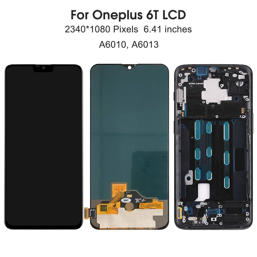 Screen Display for OnePlus 6T A6010 A6013 Lcd Display Digital Touch Screen with Frame Parts for OnePlus 6T Screen Replacement