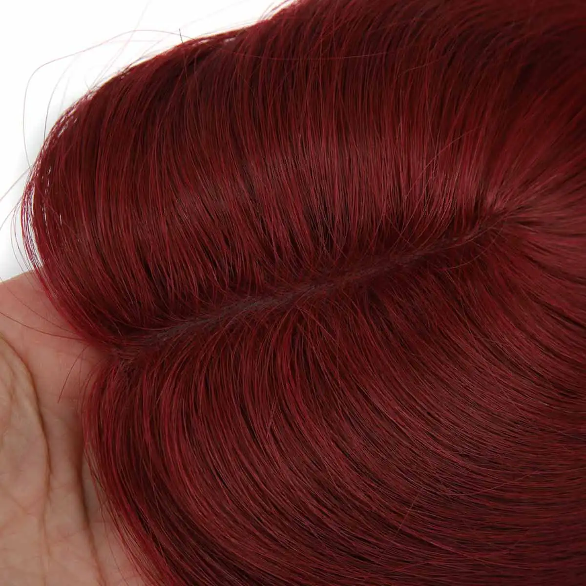 TUW22 الكرز الأحمر الشعر بولي Topper خصلات شعر نسائية لتخفيف الشعر قطعة شعر بشري لتساقط الشعر الناس الشعر البشري القبعات العالية #2