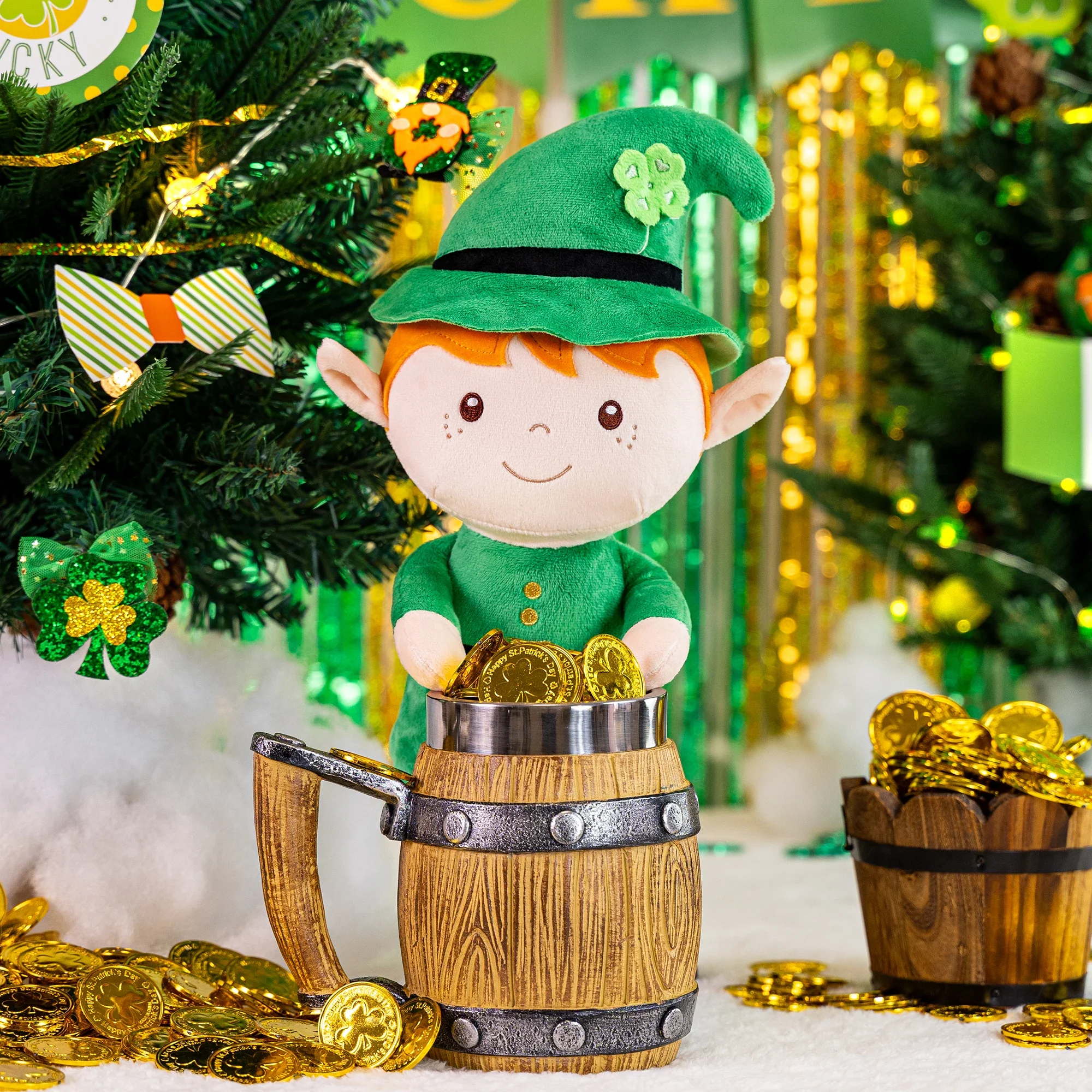 Gloveleya Plüsch puppen Saint Patrick's Day Geschenke weiche irische Segen Puppe Shamrock wünscht Plüsch Elf Baby Geschenke