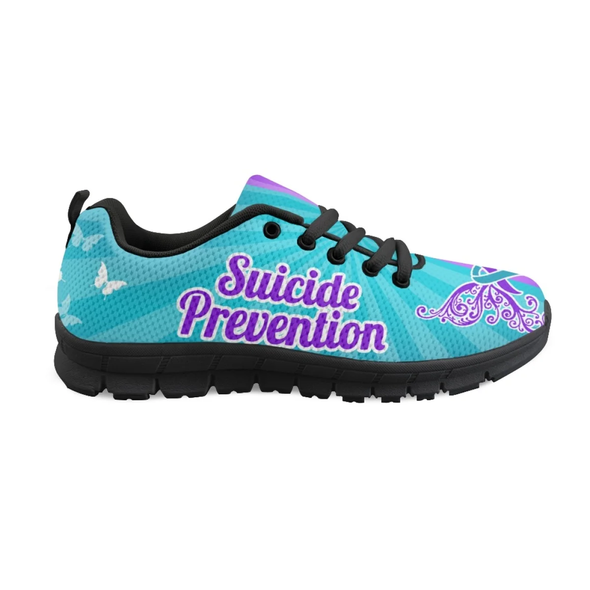 INSTANTARTS Autumn Comfort Sneakers  Autism Awareness Aids Butterflies Design Lightweight Lace-up Flat Shoes Classic Sport Shoes