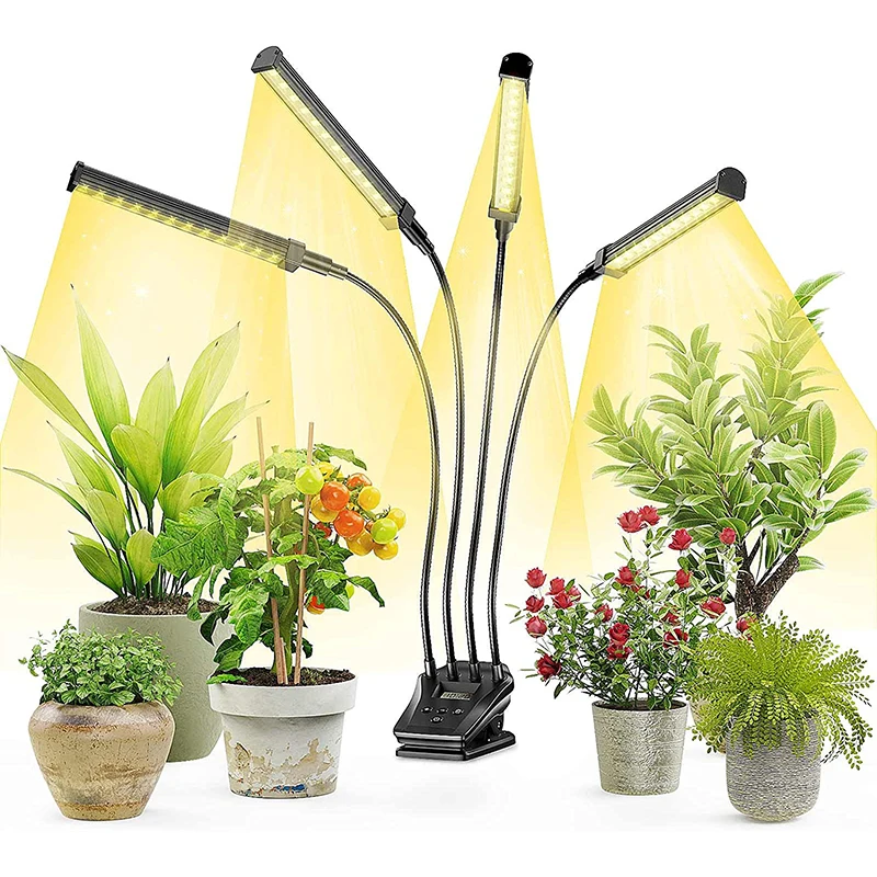 Lumière de remplissage pour plantes, spectre complet, gradateur d'écran hydroponique, minuterie d'imitation de la lumière du soleil, radiateur à clip LED, 1234