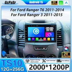 Android 16 For Ford Ranger T6 2011-2014 For Ford Ranger 3 2011-2015 Car Radio Multimedia 4G GPS Wireless BT CarPlay CPU NO 2Din